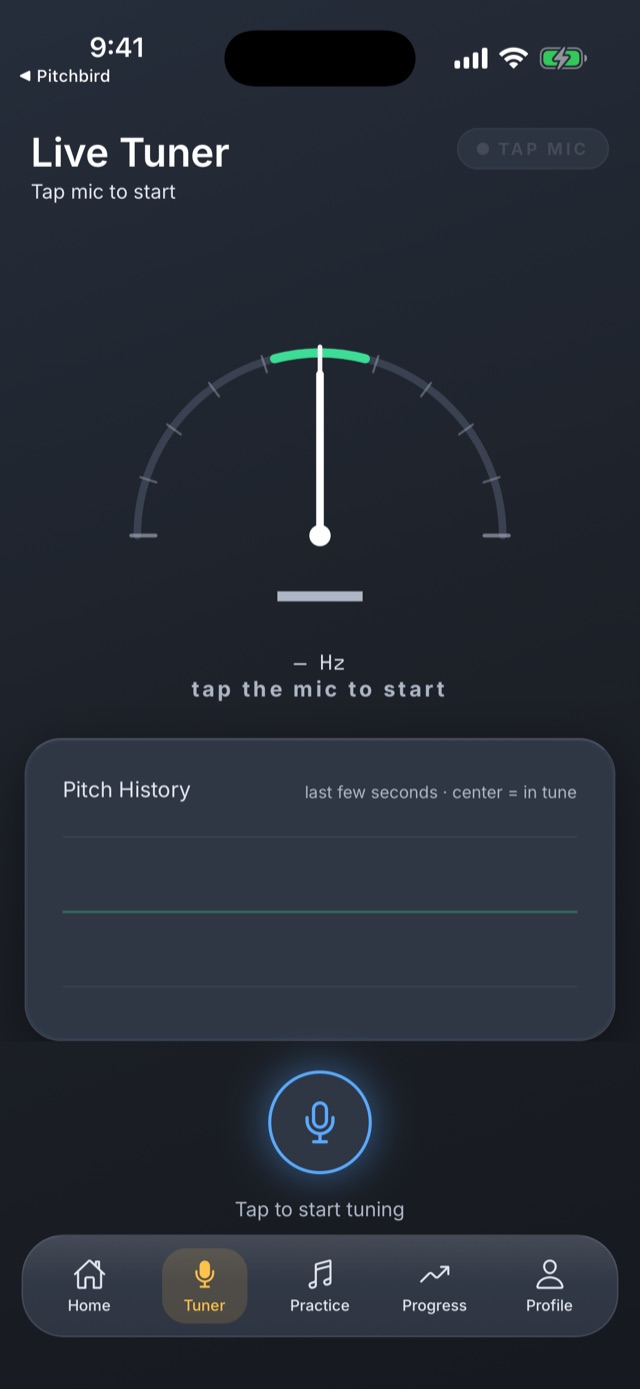 Pitchbird — live tuner