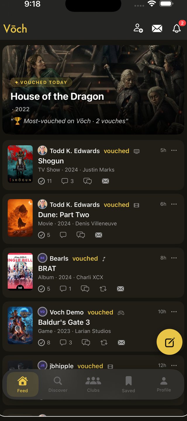Vōch — feed